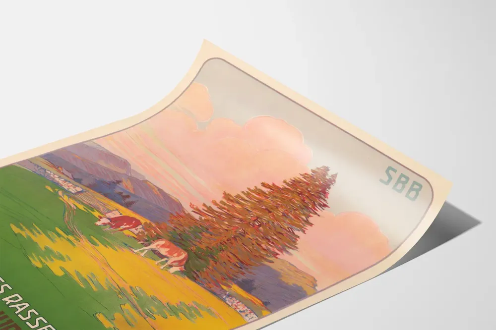 Affiche vintage Ste-Croix Les Rasses Jura Suisse pour décoration murale Artem Legrand