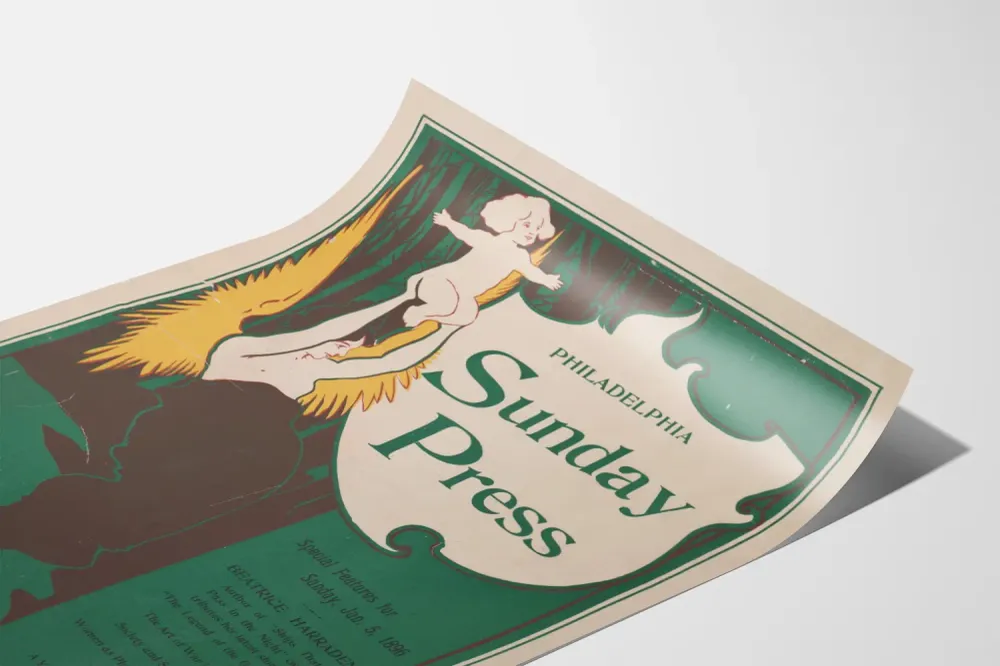 Affiche vintage Sunday Press Philadelphia 1896 décoration murale Artem Legrand
