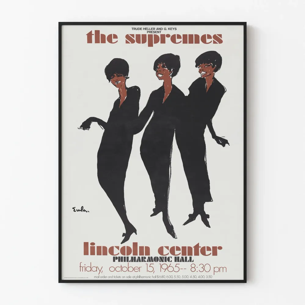 Affiche vintage Supremes au Lincoln Center 1965 Artem Legrand