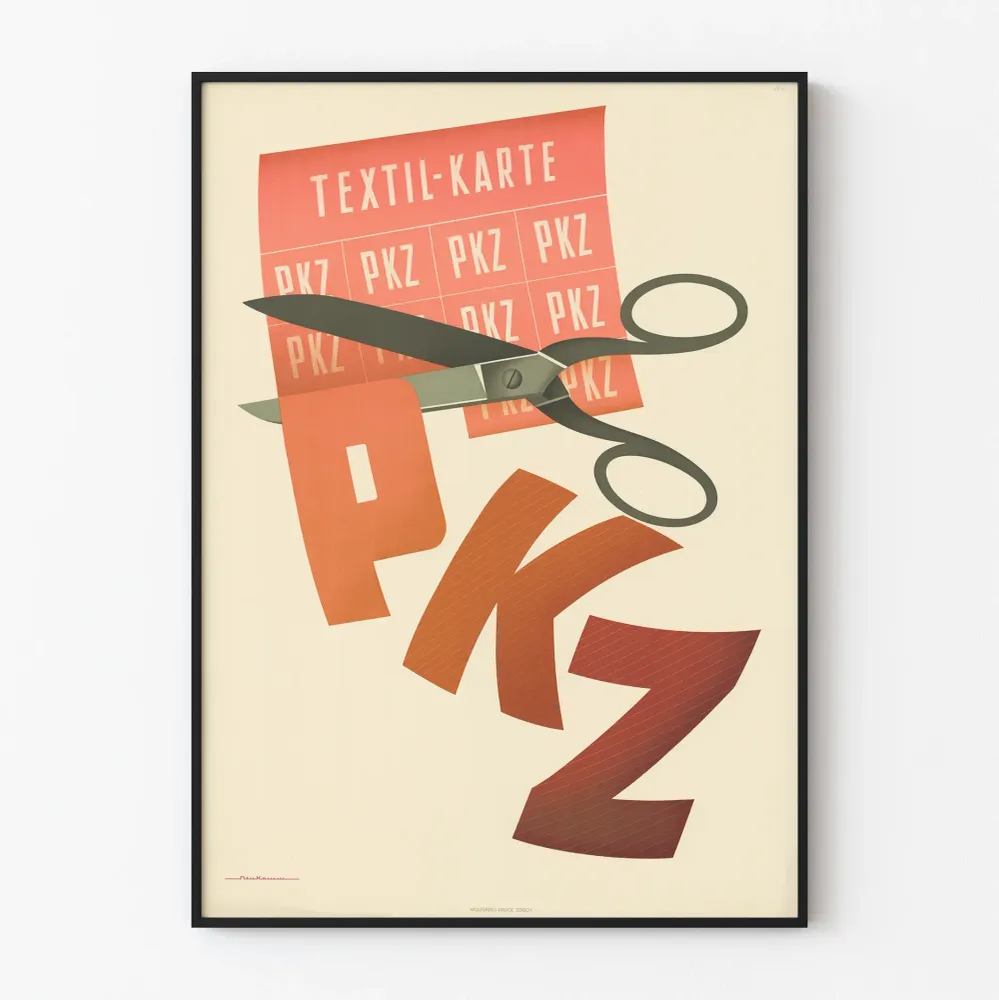 Affiche vintage Textil-Karte PKZ pour décoration murale Artem Legrand
