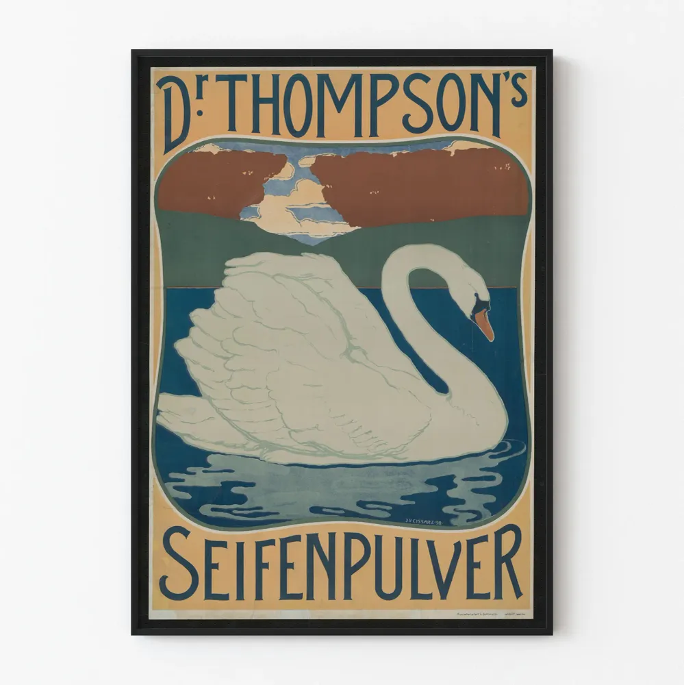 Affiche Vintage Dr Thompson's Seifenpulver avec Cygne Artem Legrand