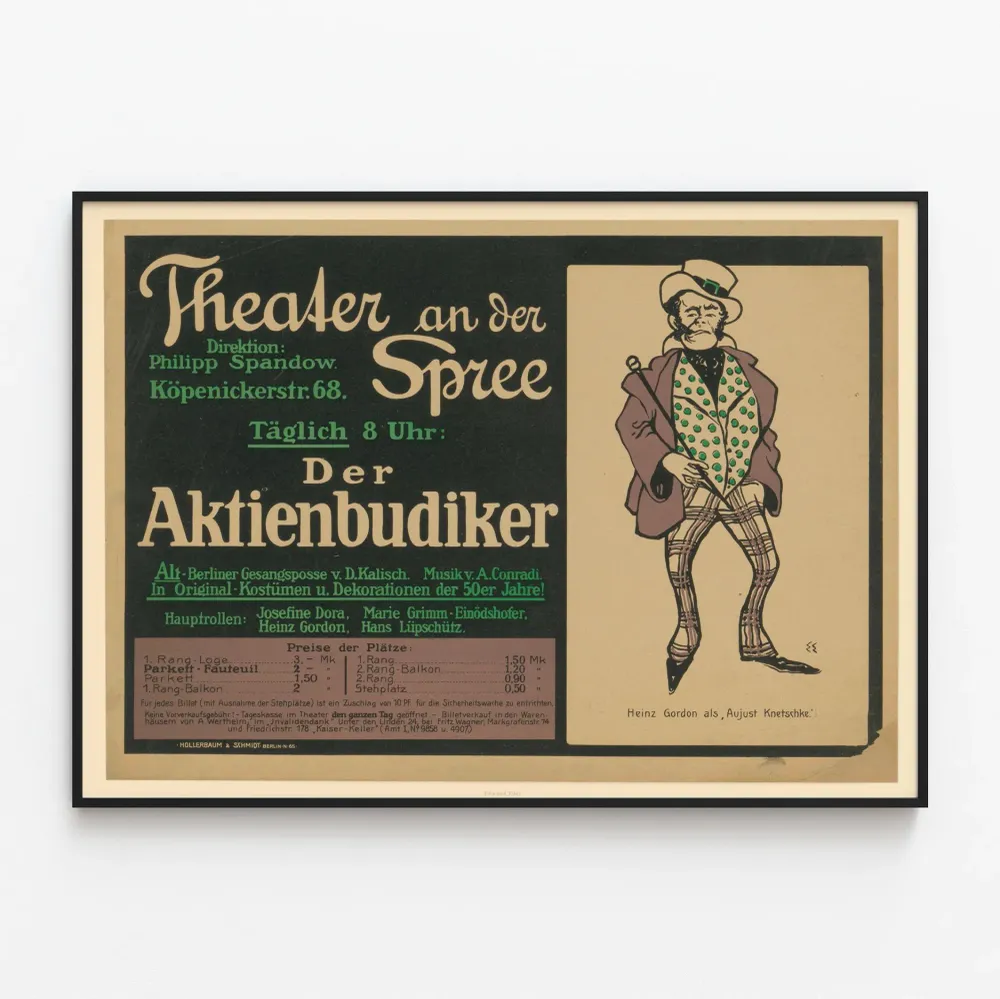 Affiche vintage théâtre allemand Der Aktienbudiker Artem Legrand
