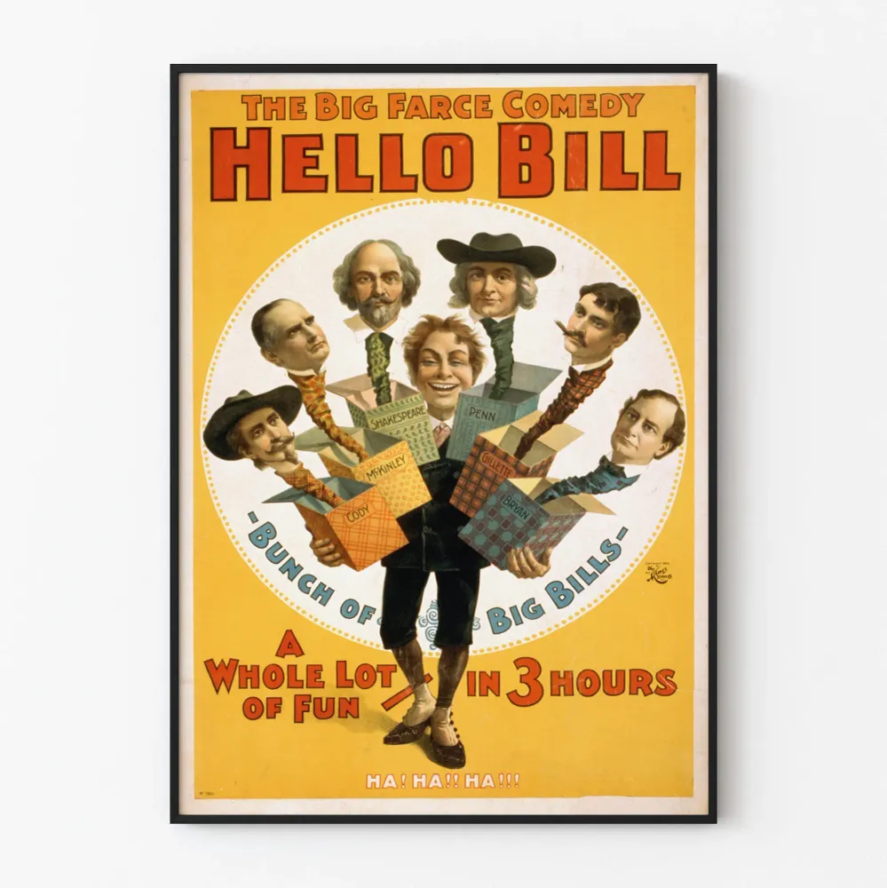 Affiche vintage théâtre comédie Hello Bill Artem Legrand