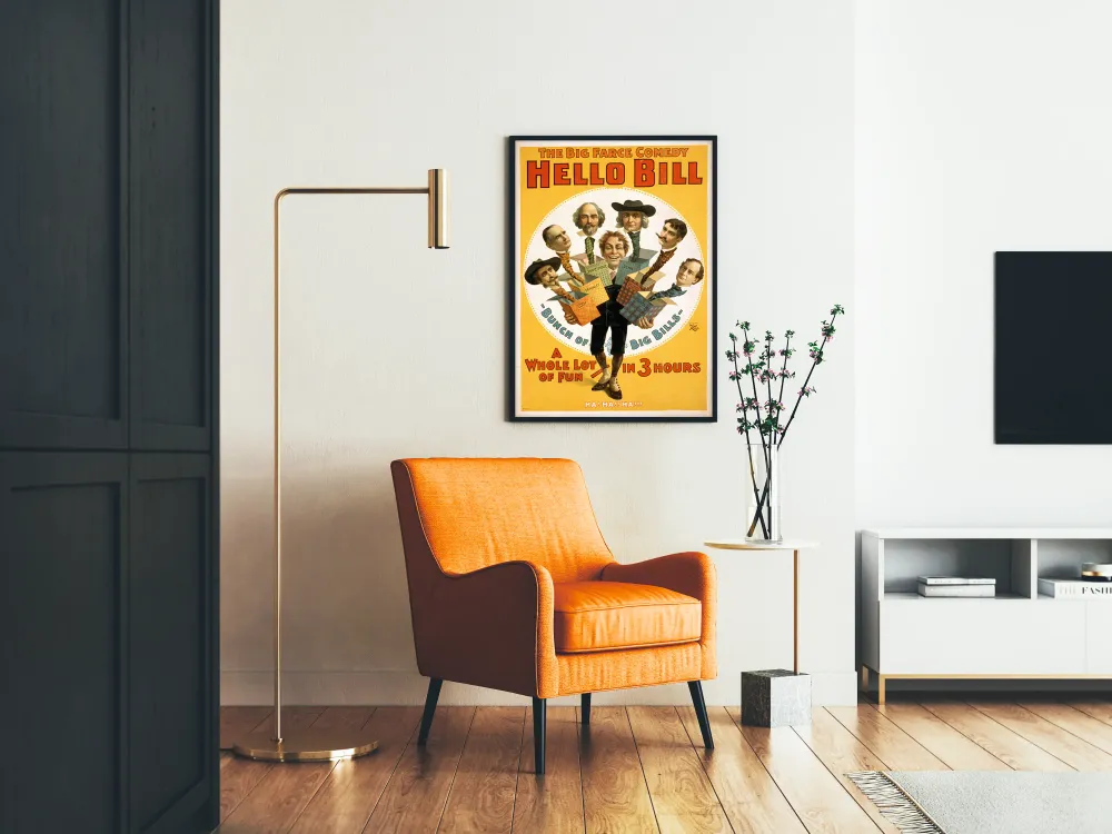Affiche vintage théâtre comédie Hello Bill Artem Legrand