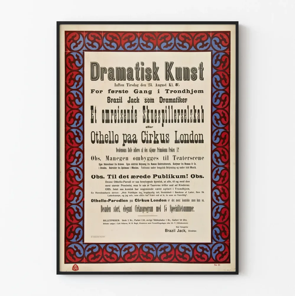 Affiche Vintage Théâtre Dramatisk Kunst avec Cadre Ornemental Artem Legrand