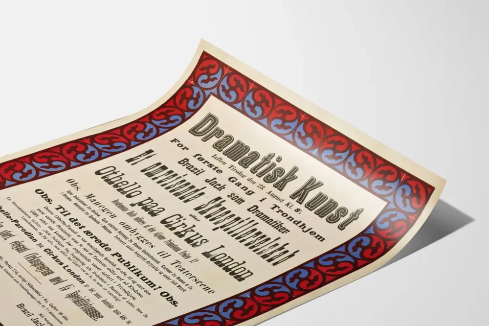Affiche Vintage Théâtre Dramatisk Kunst avec Cadre Ornemental Artem Legrand