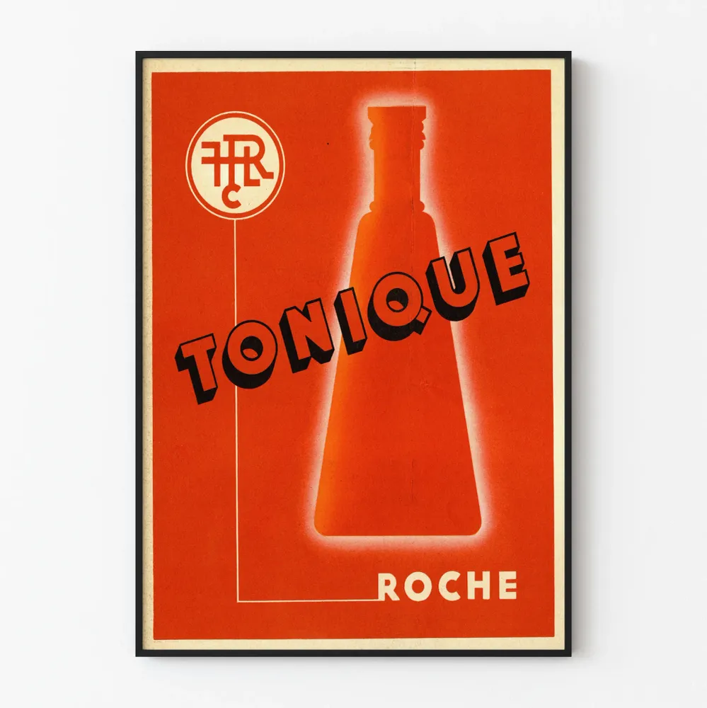 Affiche Vintage Tonique Roche Illustration Bouteille Orange Artem Legrand