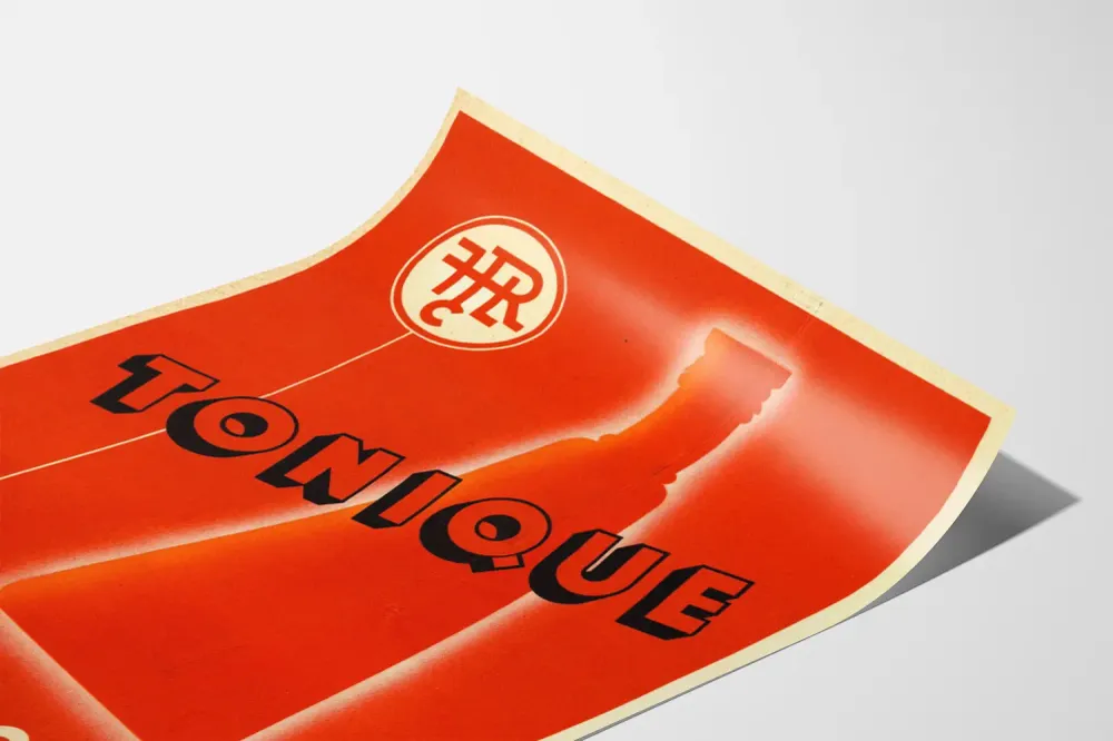 Affiche Vintage Tonique Roche Illustration Bouteille Orange Artem Legrand