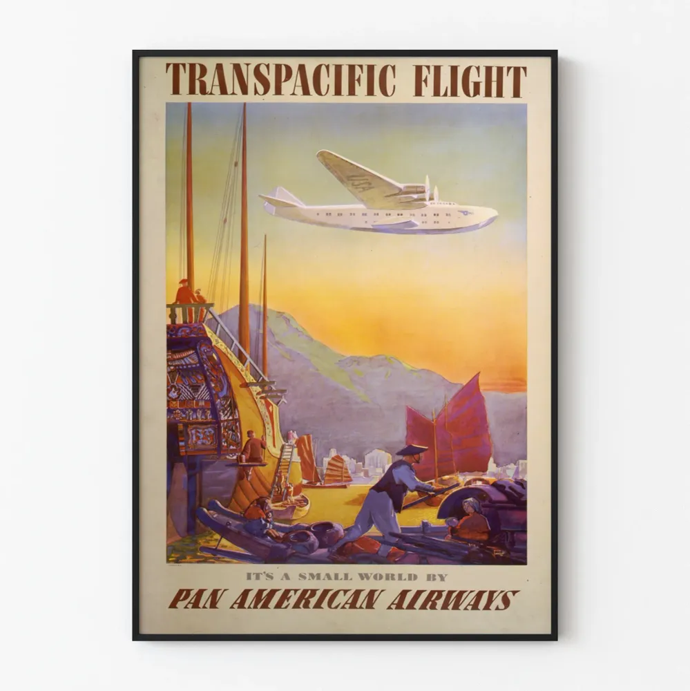 Affiche vintage Transpacific Flight de Pan American Airways Artem Legrand