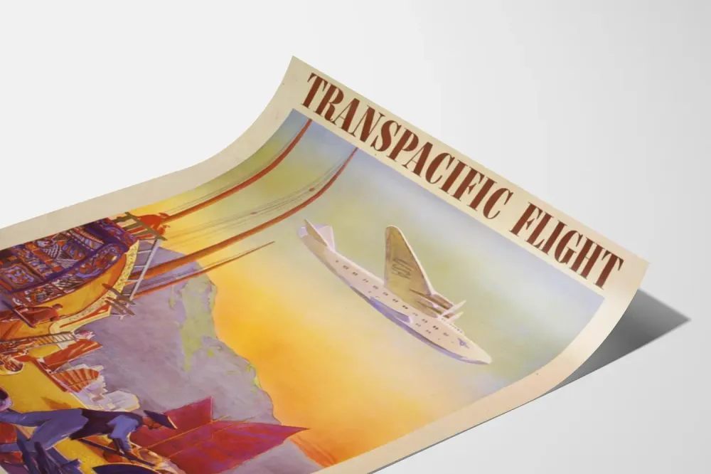 Affiche vintage Transpacific Flight de Pan American Airways Artem Legrand