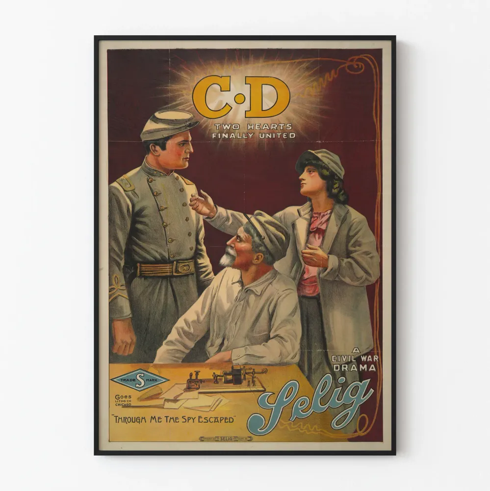 Affiche Vintage Two Hearts Finally United - Décoration Murale Guerre Civile Artem Legrand
