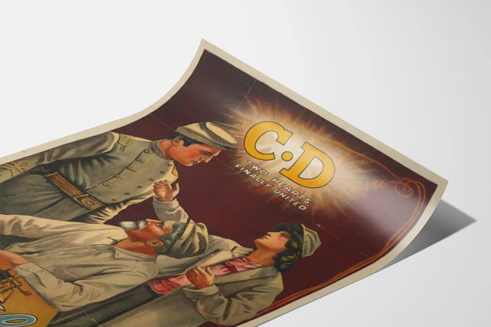 Affiche Vintage Two Hearts Finally United - Décoration Murale Guerre Civile Artem Legrand