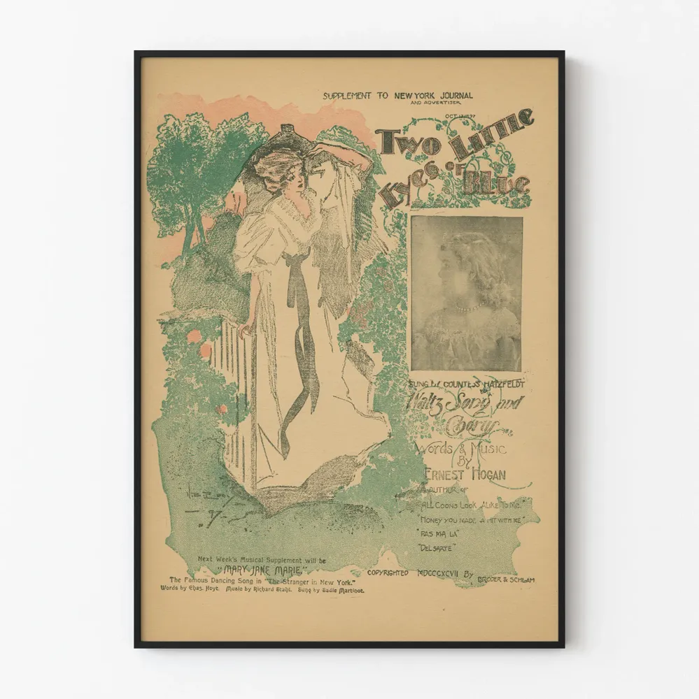 Affiche vintage Two Little Eyes Blue pour décoration murale Artem Legrand