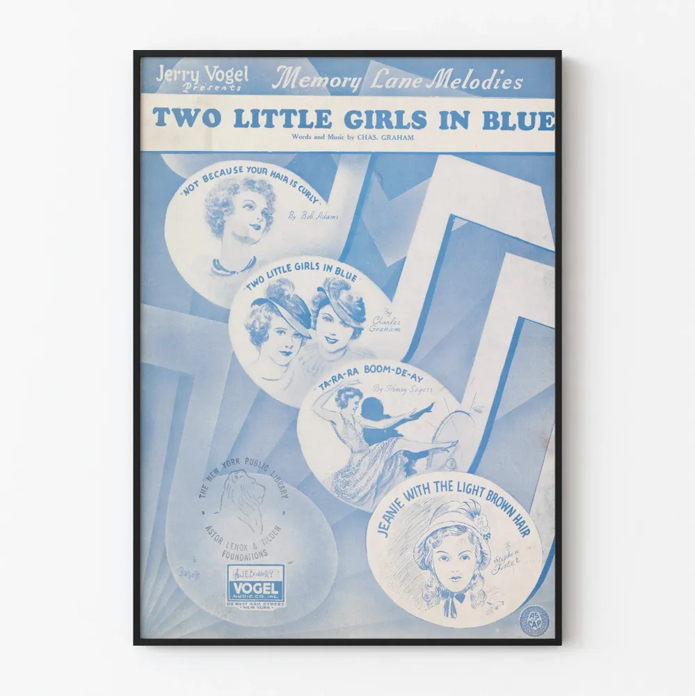 Affiche Vintage Two Little Girls Blue Artem Legrand