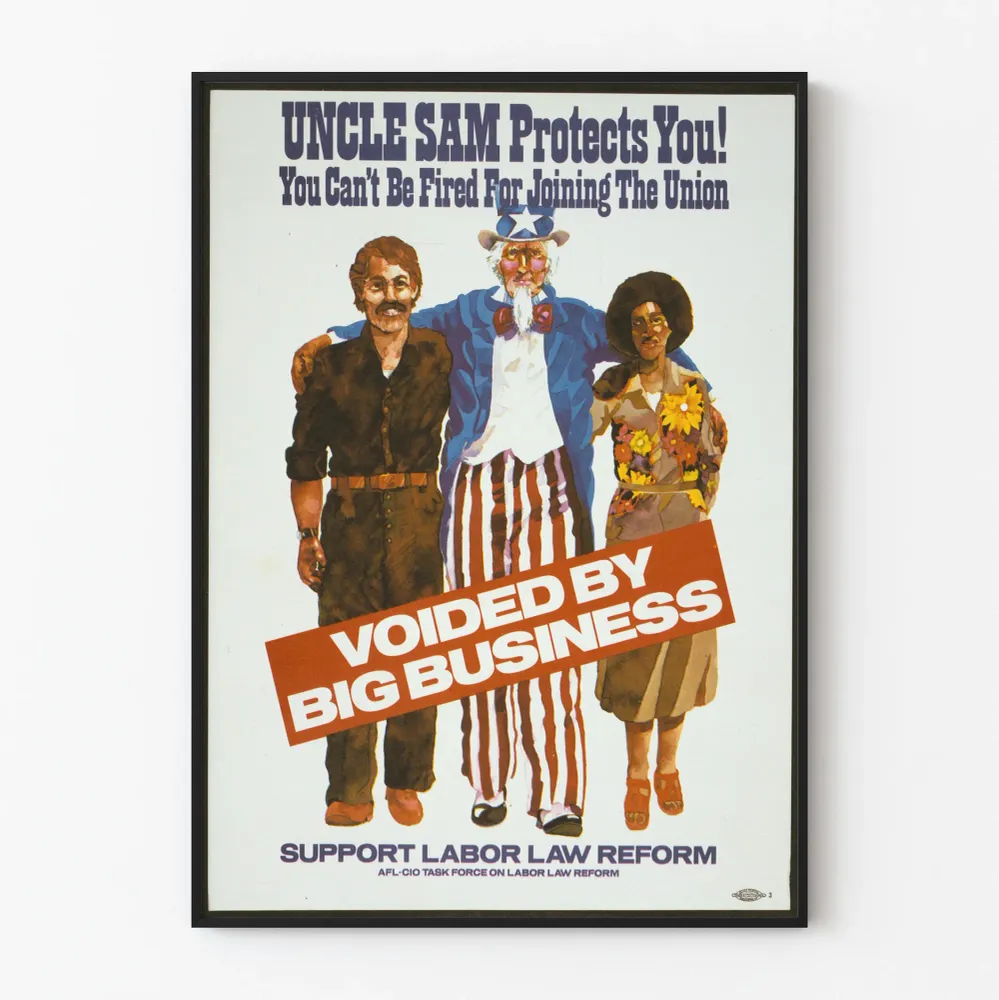 Affiche vintage Uncle Sam et la protection des droits syndicaux Artem Legrand