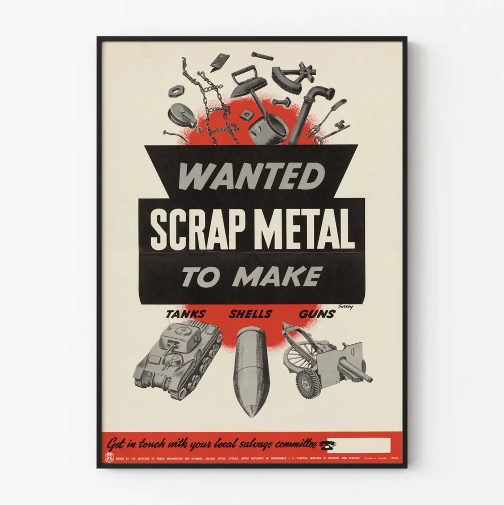Affiche vintage Wanted Scrap Metal pour décoration murale Artem Legrand