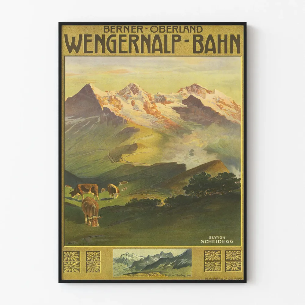 Affiche Vintage Wengernalp Bahn Berner Oberland - Station Scheidegg Artem Legrand