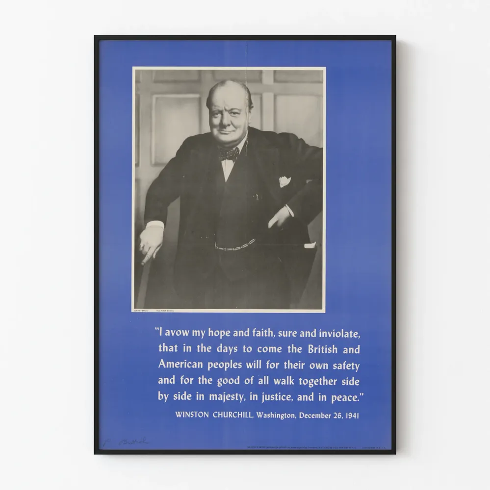 Affiche vintage Winston Churchill citation sur l'unité anglo-américaine Artem Legrand