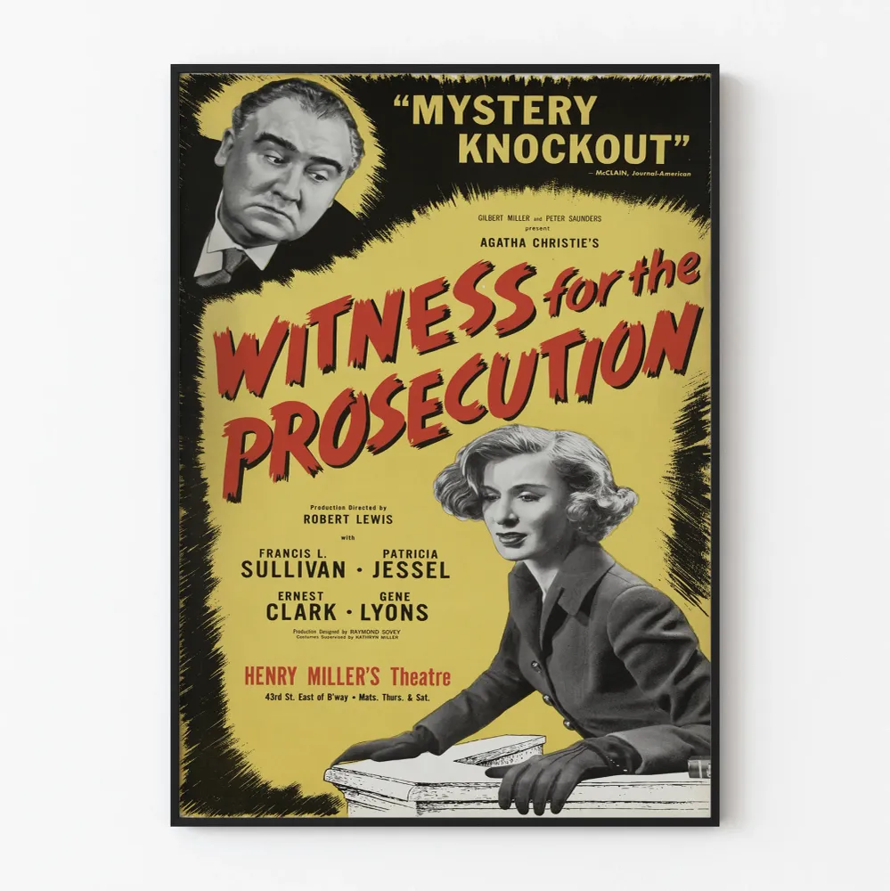 Affiche vintage Witness Prosecution d'Agatha Christie Artem Legrand