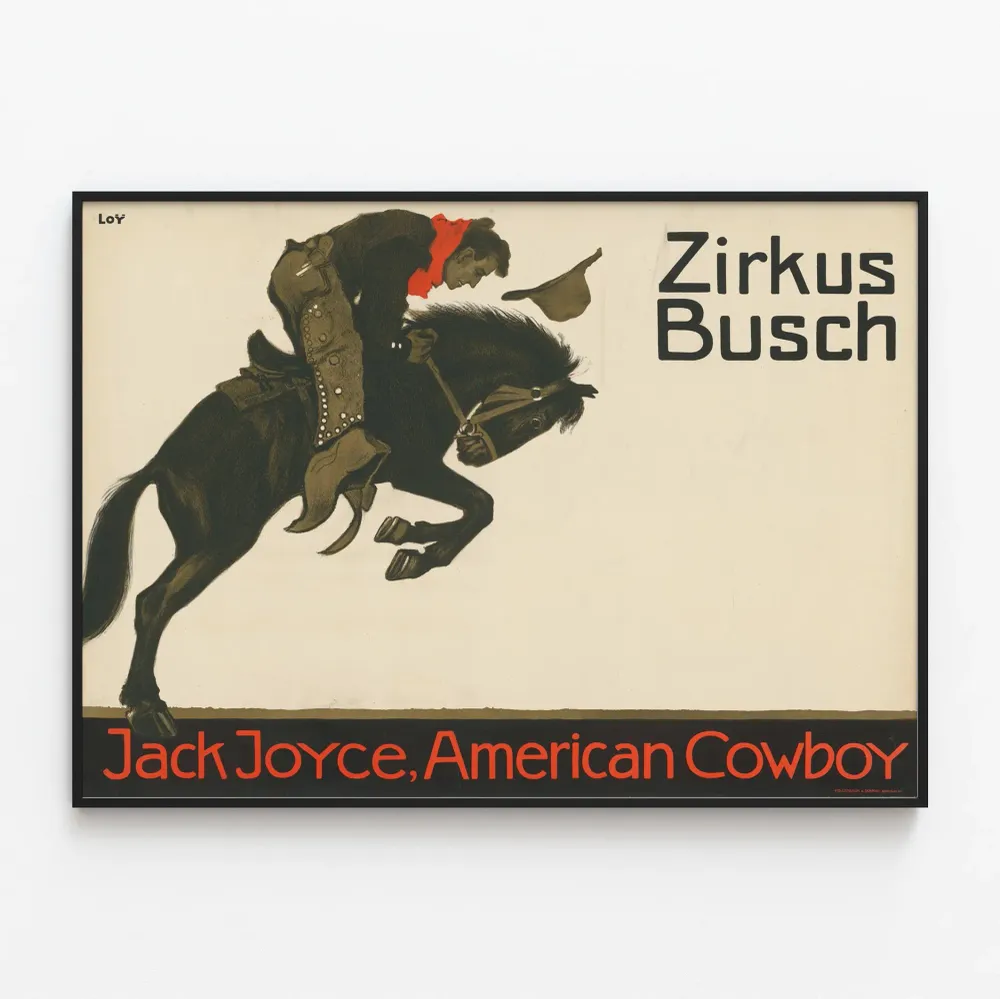 Affiche vintage Zirkus Busch Jack Joyce Cowboy américain Artem Legrand