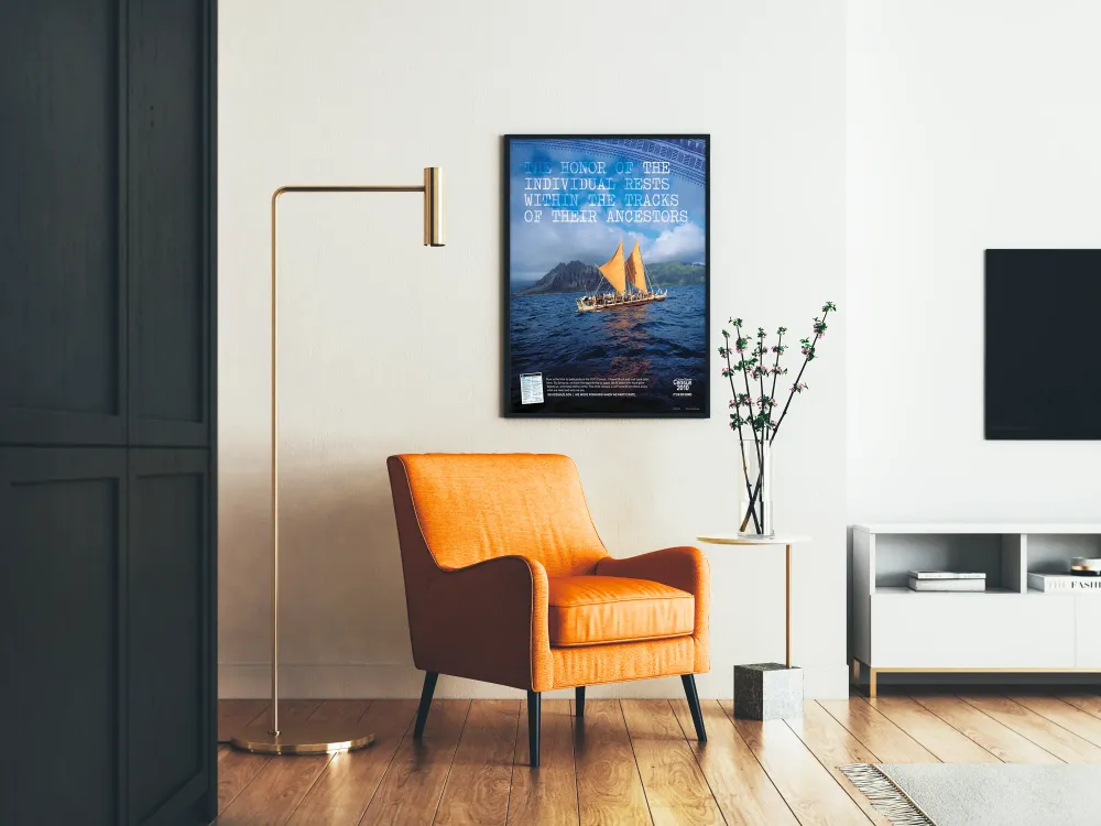 Poster Bateau Polynésien Traditionnel sur l'Océ Artem Legrand