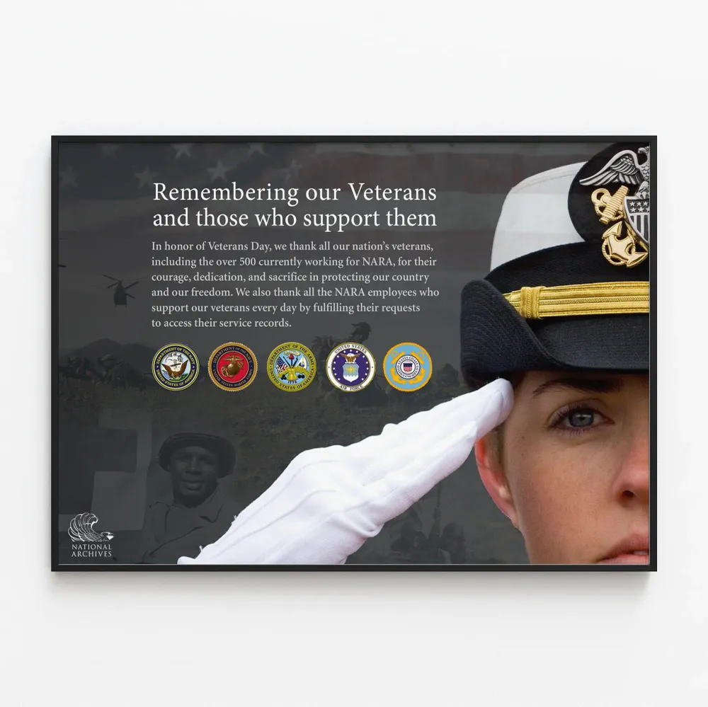 Poster Commémoratif Veterans Day avec Militaire en Salutation Artem Legrand
