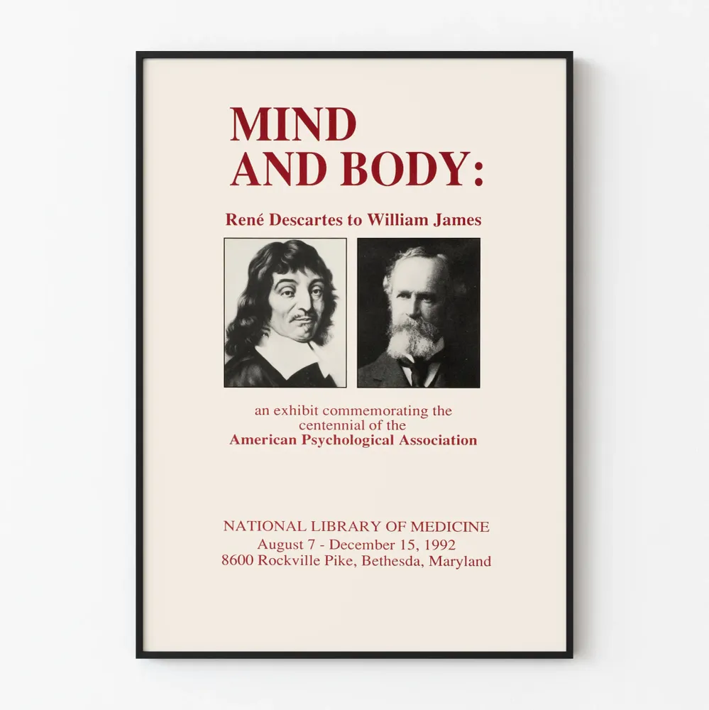 Poster exposition Mind and Body René Descartes et William James Artem Legrand