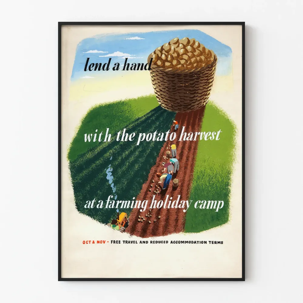 Poster vintage Récolte des Pommes de Terre Camp Agricole Artem Legrand