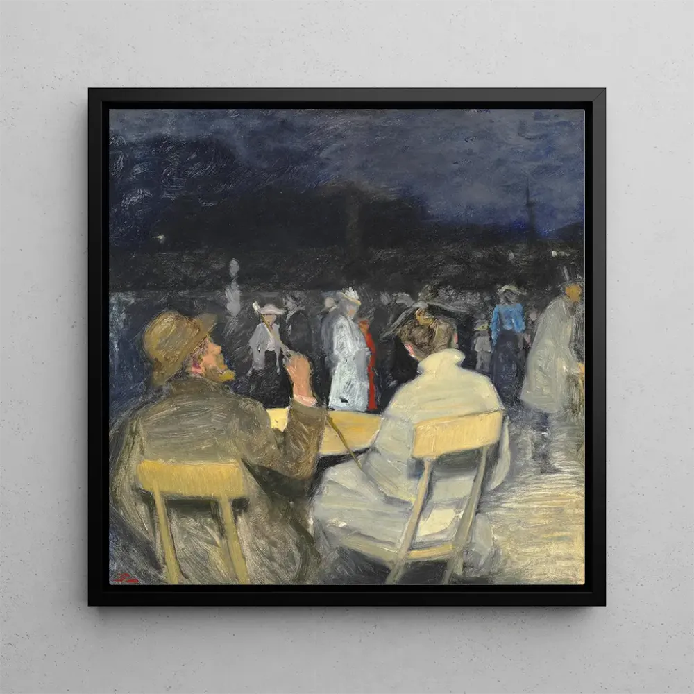 Tableau Ambiance du soir dans un parc à Paris, au premier plan un couple observe la foule devant eux - Christian Clausen |...