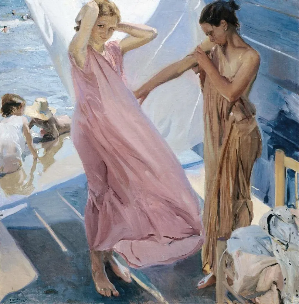 Tableau Après le bain à Valence - Joaquín Sorolla | Reproduction Artem Legrand