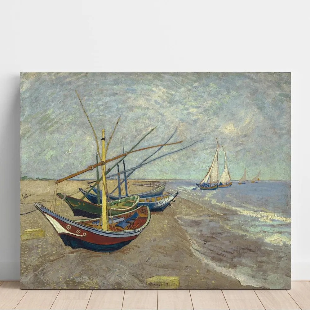 Tableau Bateaux de pêche sur la plage des Saintes-Maries-de-la-Mer - Vincent van Gogh | Reproduction Artem Legrand