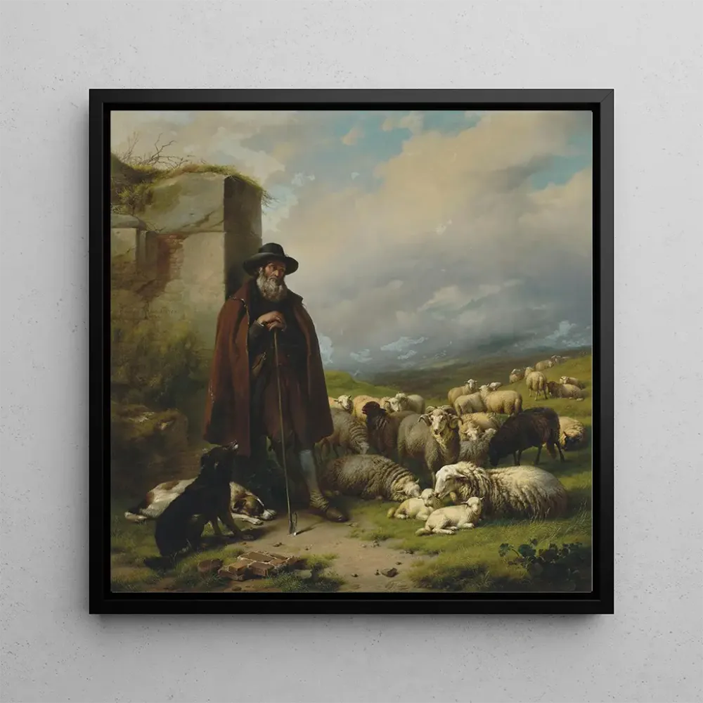 Tableau Berger écossais avec son troupeau - Eugène Joseph Verboeckhoven | Reproduction Artem Legrand