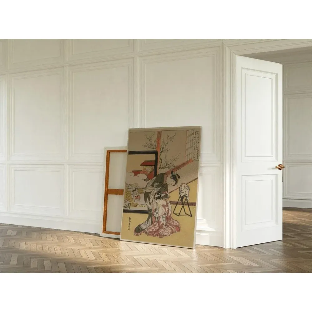 Tableau Bienveillance - Courtisane rasant le cou de son serviteur (Cinq vertus confucéennes) - Suzuki Harunobu | Reproduct...