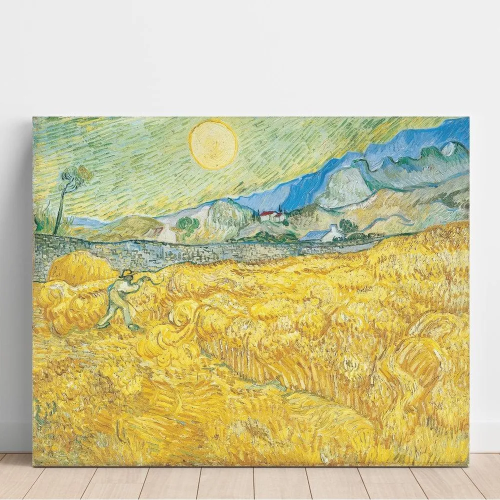 Tableau Champ de blé derrière l'hôpital Saint-Paul avec une faucheuse - Vincent van Gogh | Reproduction Artem Legrand