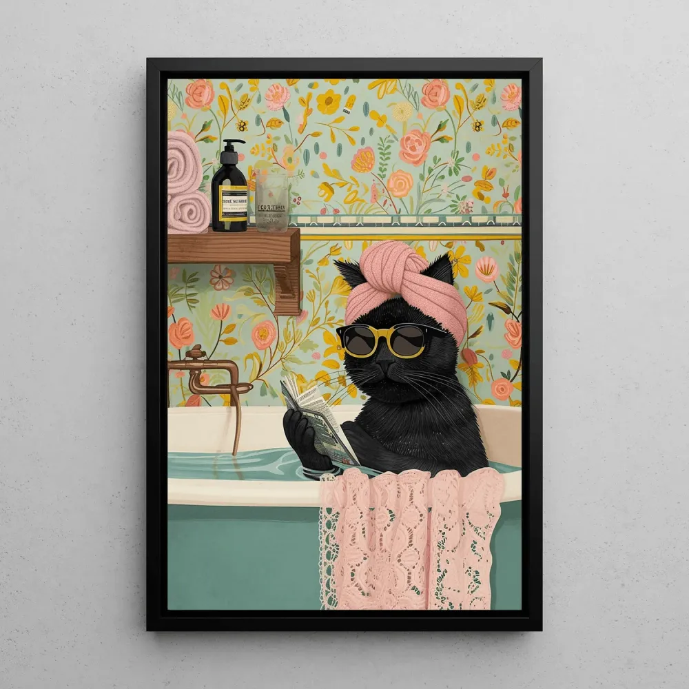 Tableau Chat Relax dans la Baignoire Artem Legrand