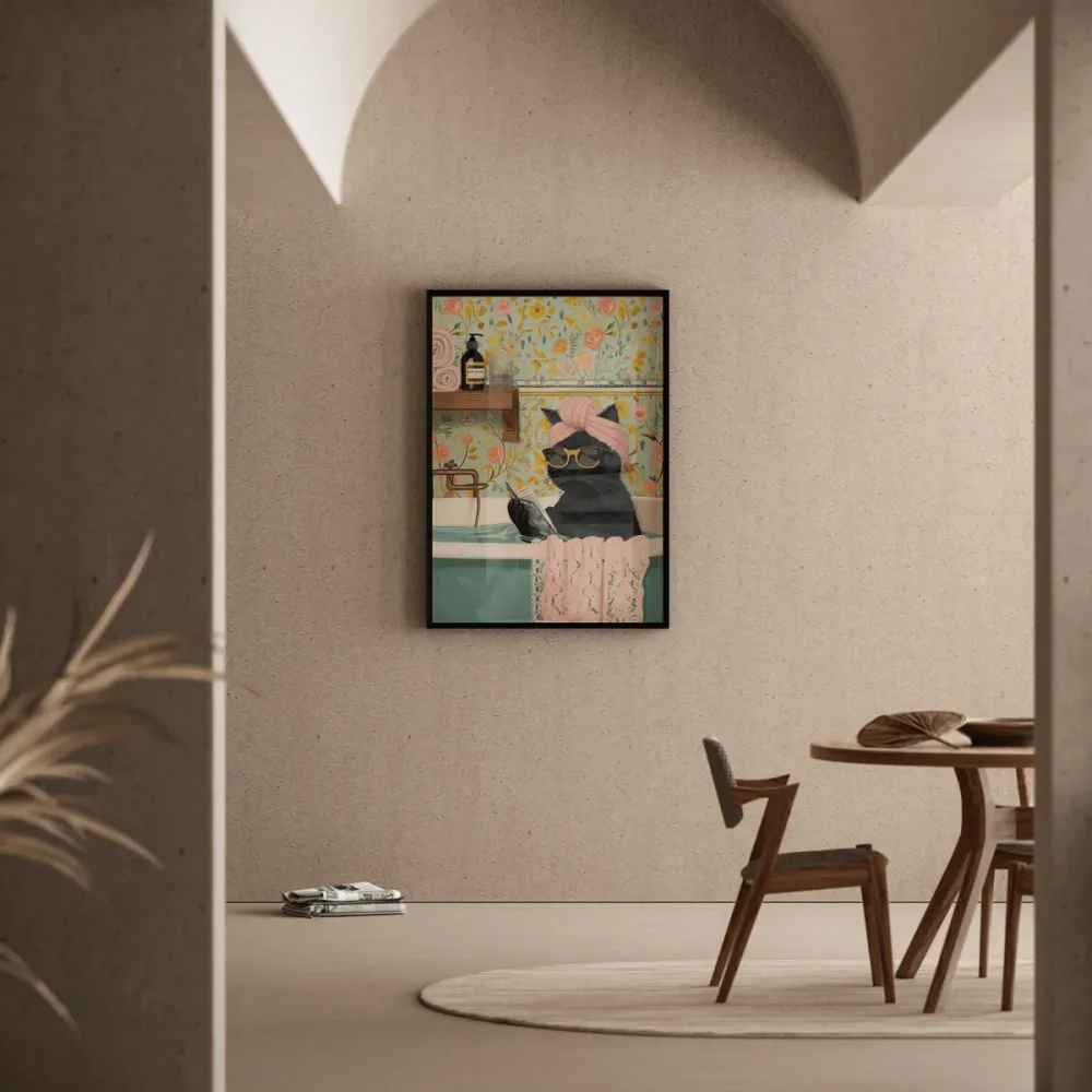 Tableau Chat Relax dans la Baignoire Artem Legrand