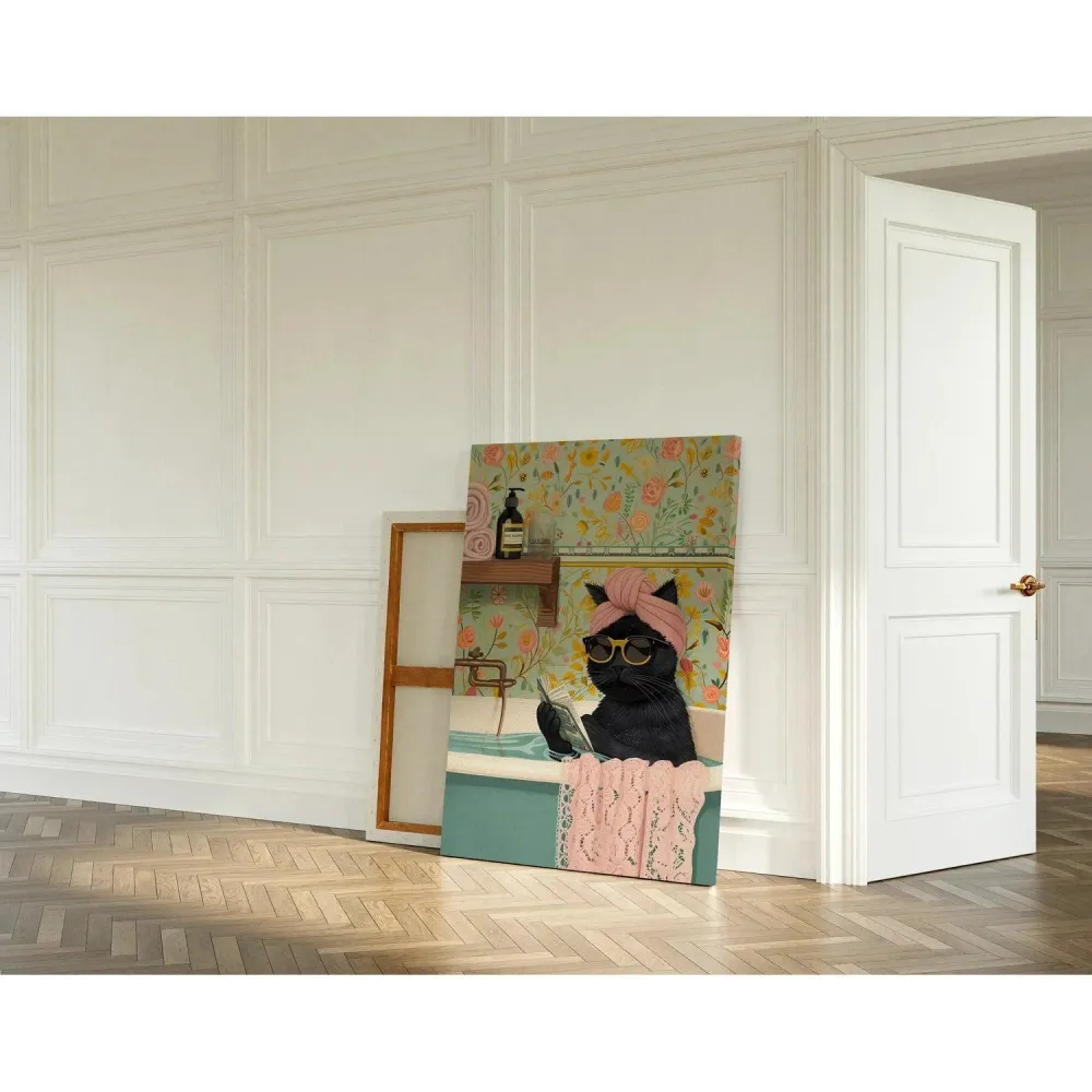 Tableau Chat Relax dans la Baignoire Artem Legrand