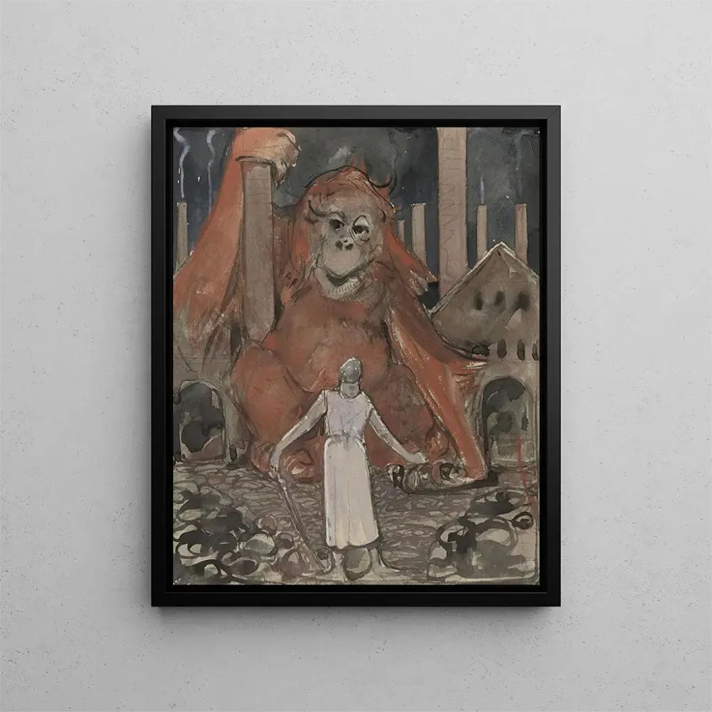 Tableau Chevalier et singe géant - Bernard Willem Wierink | Reproduction Artem Legrand
