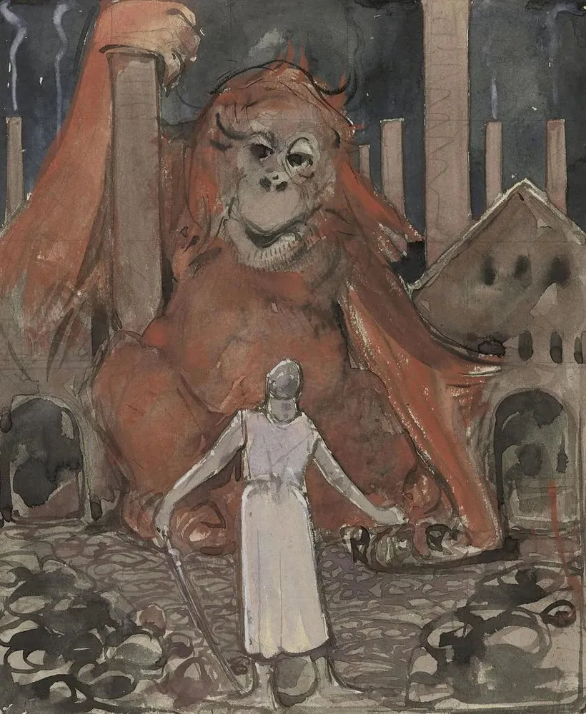 Tableau Chevalier et singe géant - Bernard Willem Wierink | Reproduction Artem Legrand