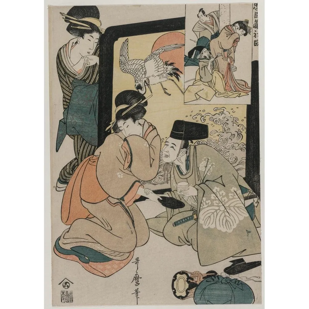 Tableau Chushingura, Acte I de L'entrepôt de la loyauté - Kitagawa Utamaro | Reproduction Artem Legrand