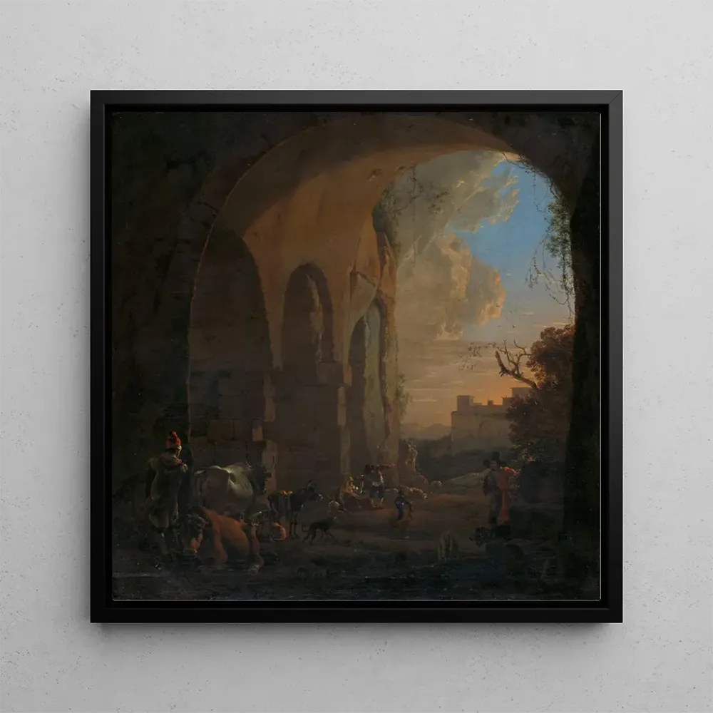 Tableau Conducteurs avec du bétail sous une arche du Colisée à Rome - Jan Asselijn | Reproduction Artem Legrand