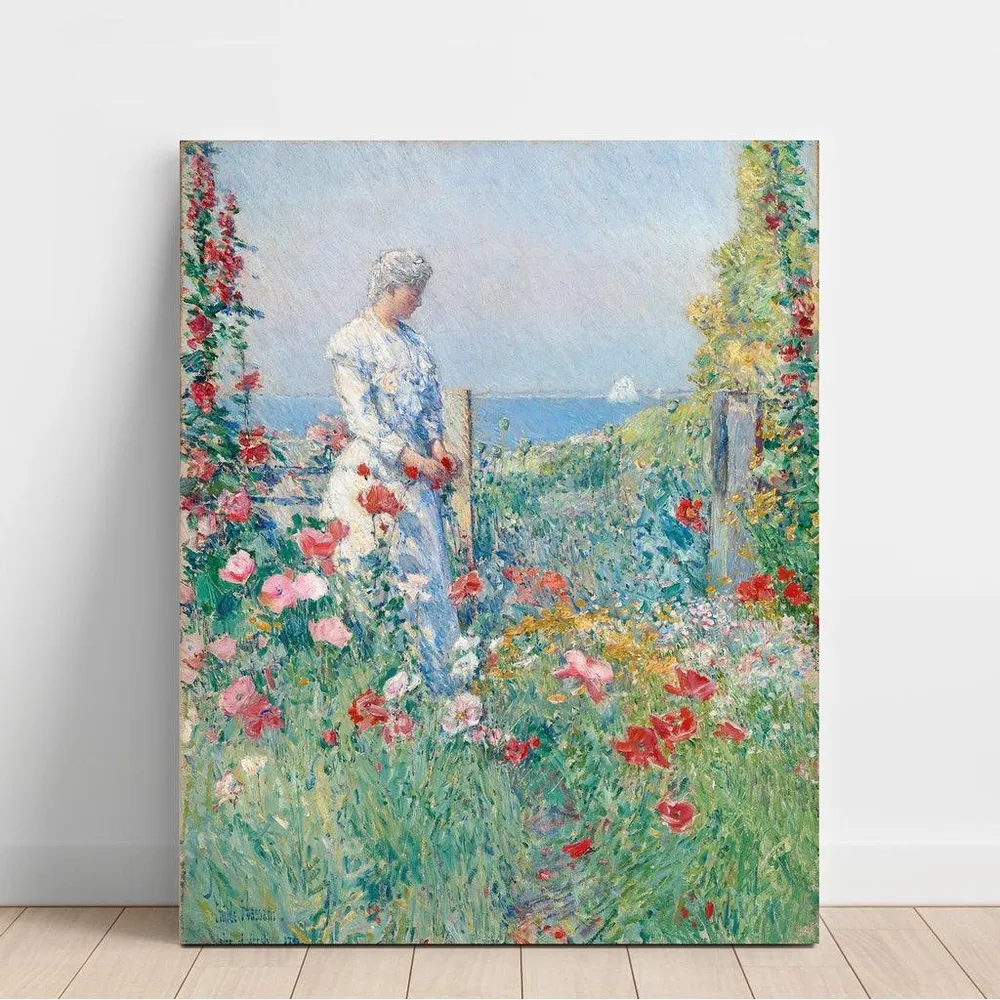 Tableau Dans le jardin (Celia Thaxter dans son jardin) - Childe Hassam | Reproduction Artem Legrand