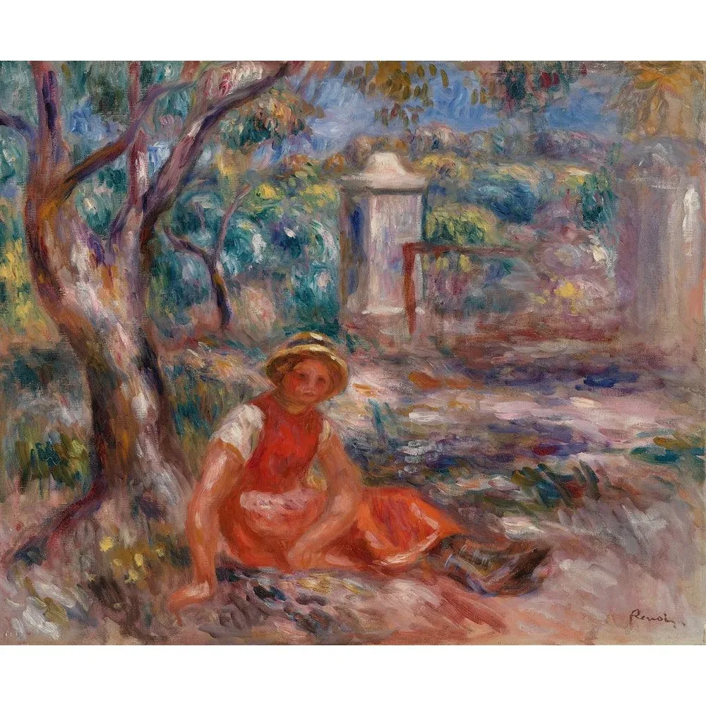 Tableau Fillette au pied d'un arbre - Pierre-Auguste Renoir | Reproduction Artem Legrand