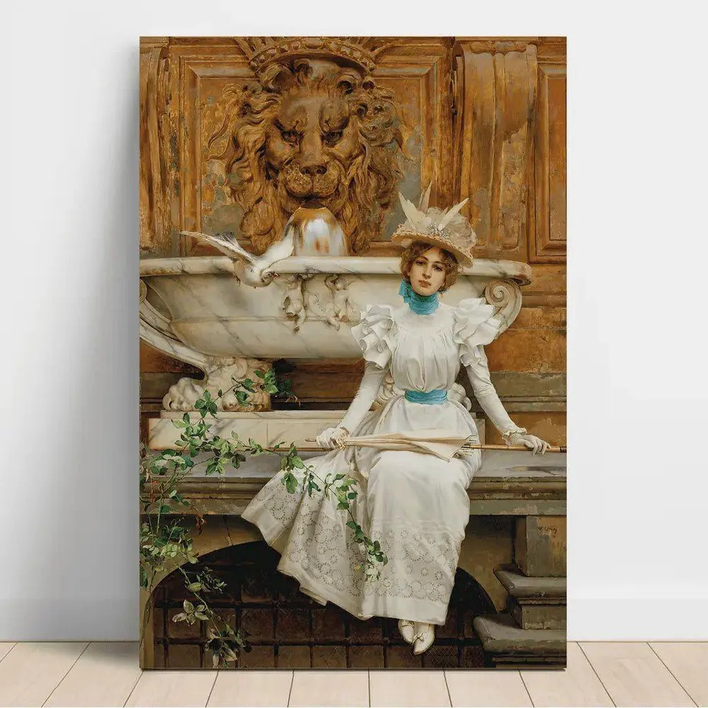 Tableau À la fontaine (Les deux colombes) - Vittorio Matteo Corcos | Reproduction Artem Legrand