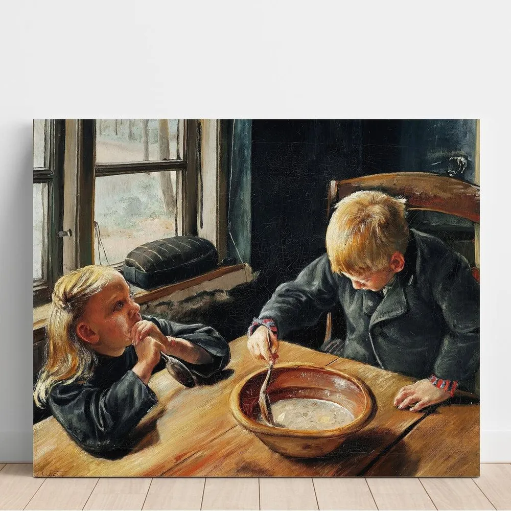 Tableau Un garçon et une fille à l'heure du déjeuner - Laurits Andersen Ring | Reproduction Artem Legrand