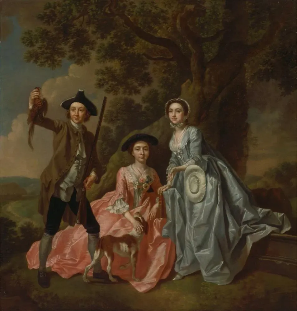 Tableau George Rogers et sa femme Margaret et sa sœur Margaret Rogers - Francis Hayman | Reproduction Artem Legrand