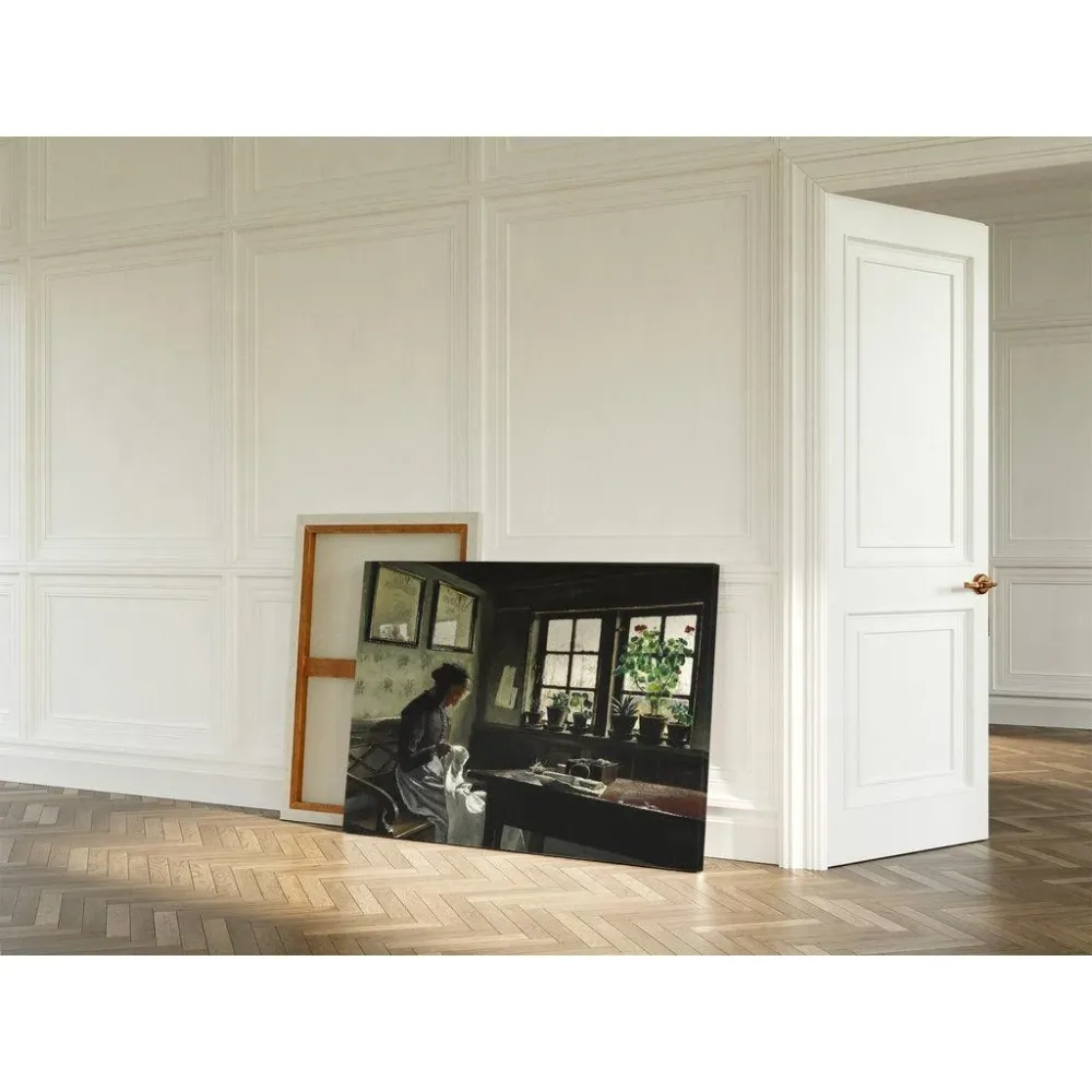 Tableau Intérieur avec femme cousant- Laurits Andersen Ring | Reproduction Artem Legrand