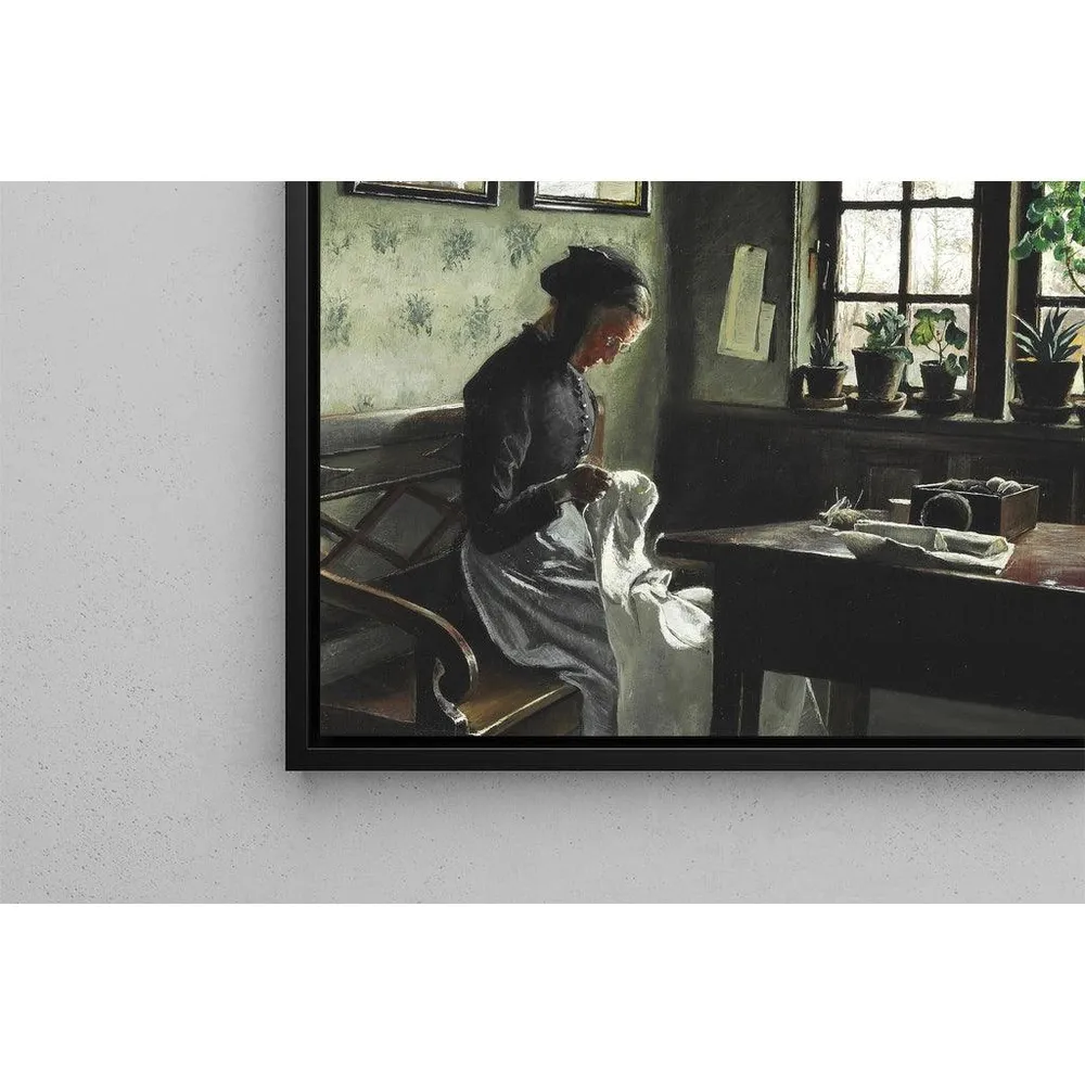 Tableau Intérieur avec femme cousant- Laurits Andersen Ring | Reproduction Artem Legrand
