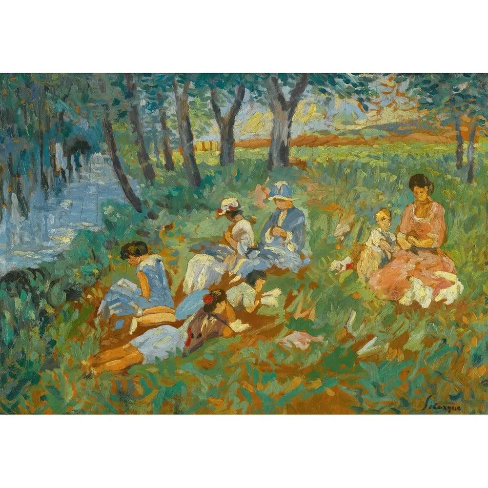 Tableau Les Andelys, la Famille Lebasque au bord de l'eau - Henri Lebasque | Reproduction Artem Legrand