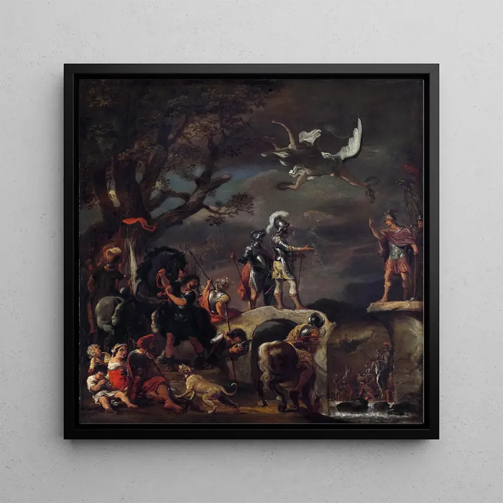 Tableau Les négociations de paix entre Claudius Civilis et Quintus Petillius Cerealis sur le pont démoli - Ferdinand Bol |...